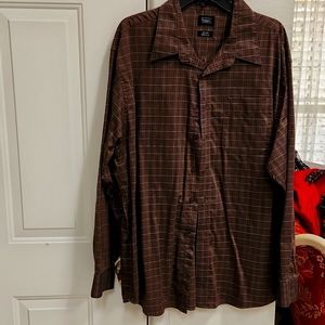 Haggar XXL 100% COTTON brown button up men's shirt
